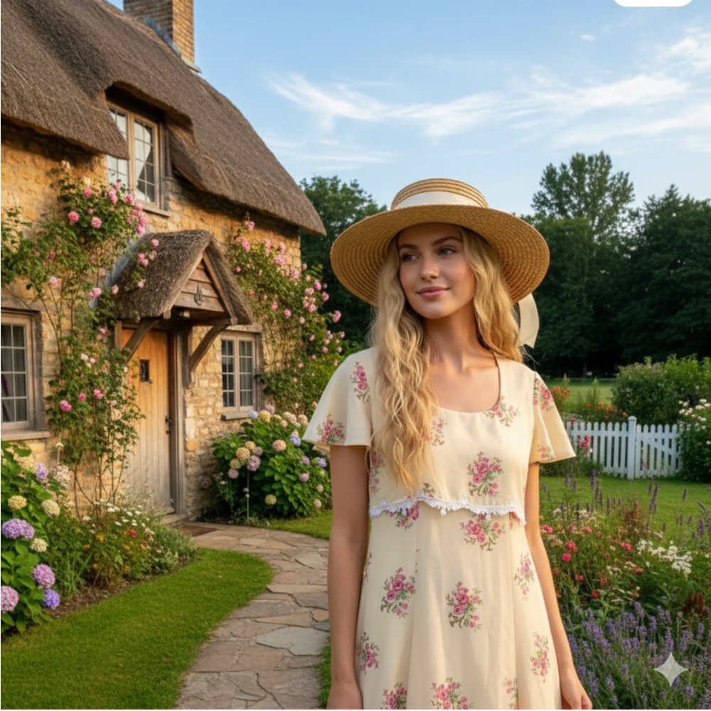 Vintage Long Floral Dress-S/M